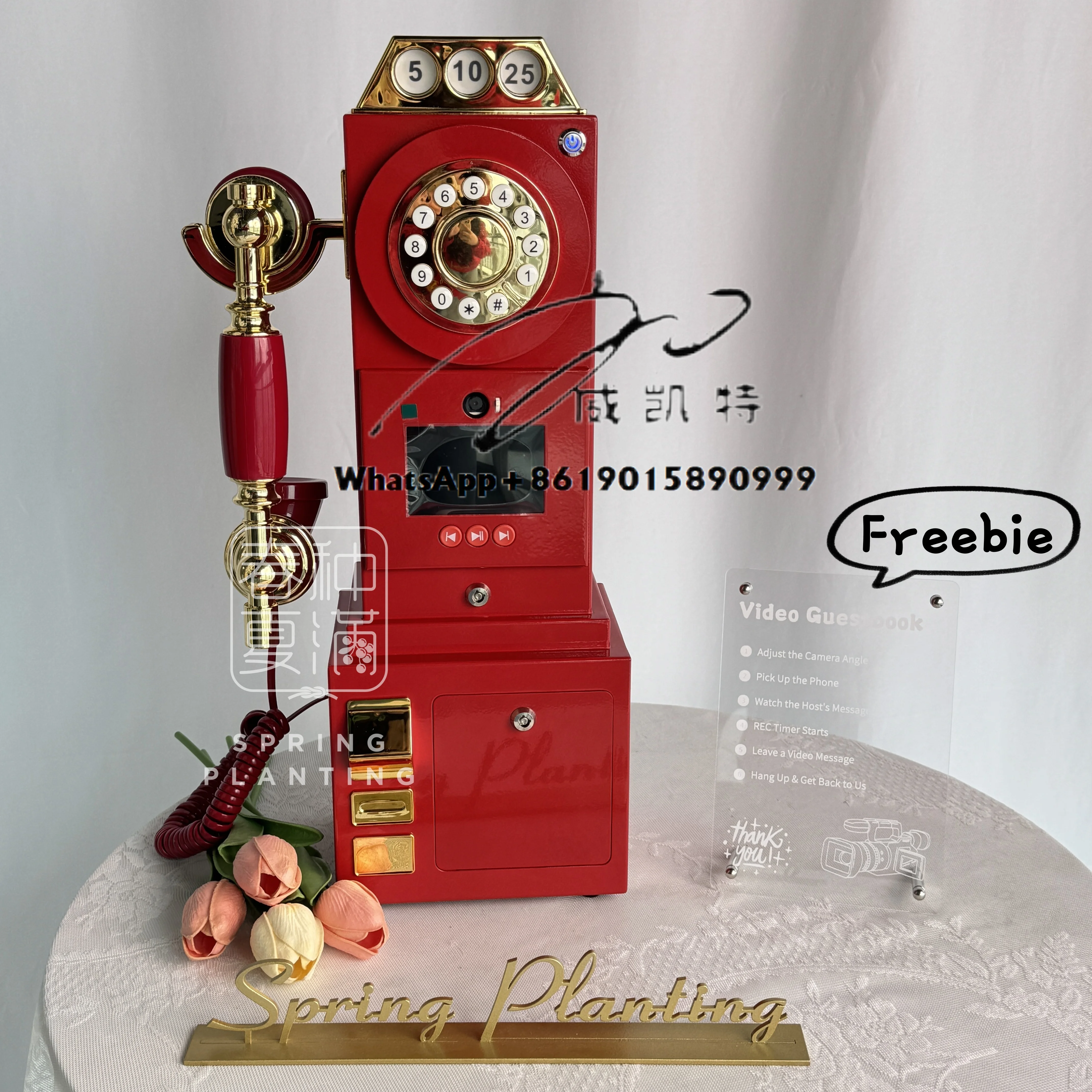 

1080P Video Guestbook Phone for Wedding Telephone Booth Leave a Message Video Guestbook Phone for Wedding Decoration