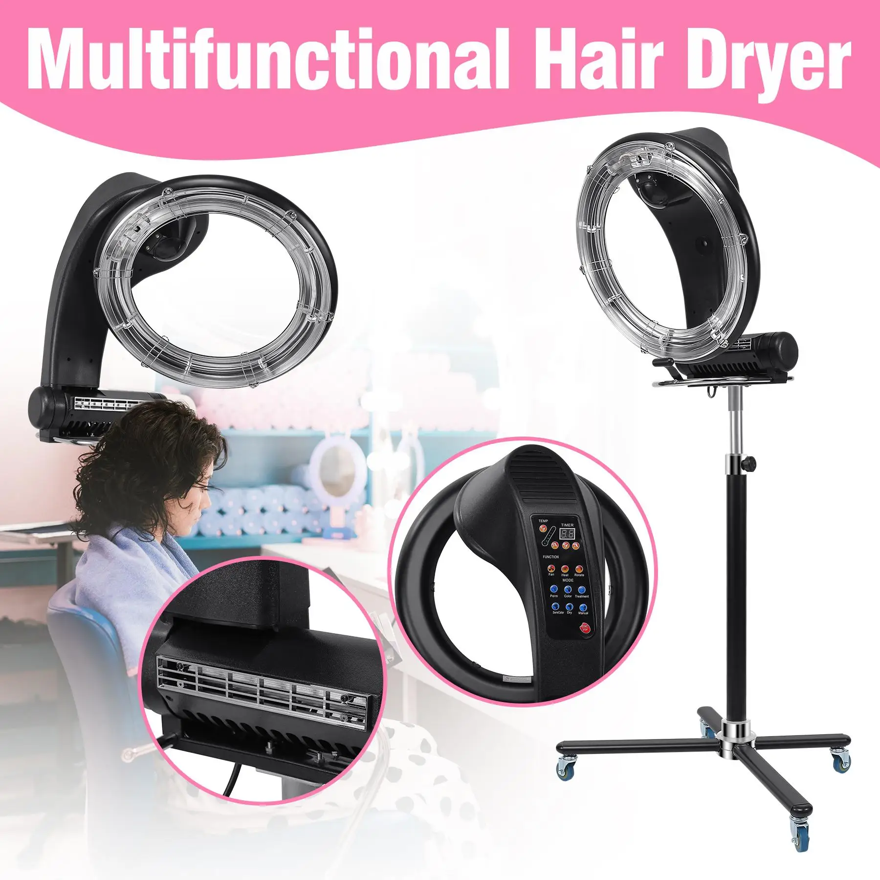 

Professional Orbiting Infrared Hair Dryer 3 In 1 Rotate Heat Dyeing Color Processor BarberShop Drying Perming Machine For Salon