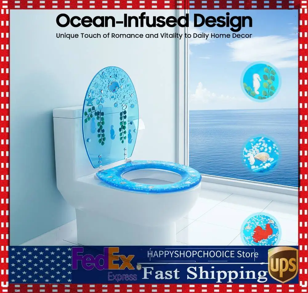 

Toilet seat, resin toilet seat, toilet seat with lid Resin toilet lid, Ocean design