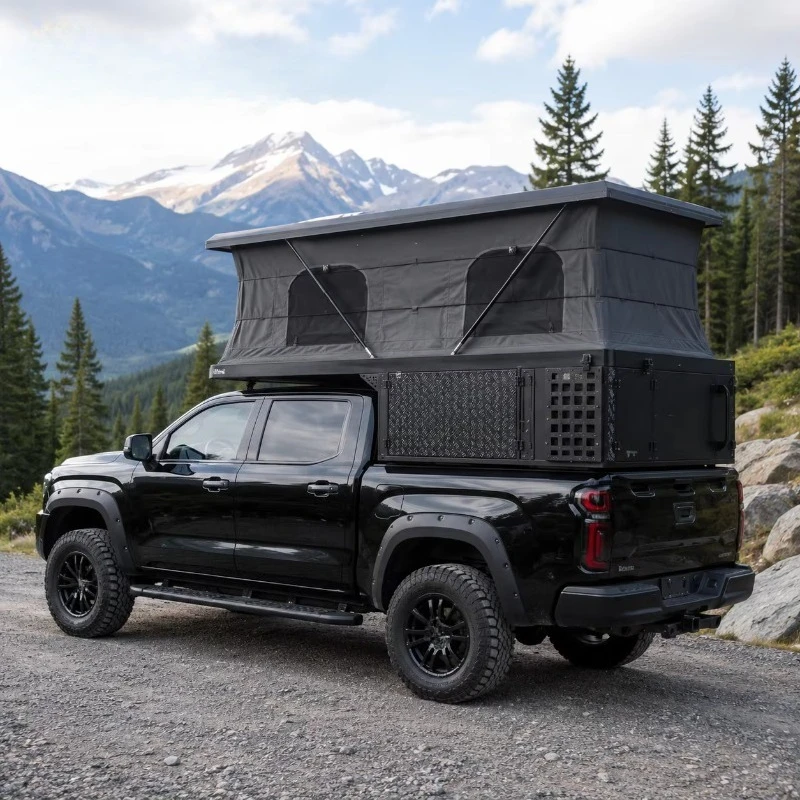 Quick Open Hard Shell Roof Top Tent for Double Cab Pickup Truck Vehicle Side Awning Load Bearing Bed Rack Truck Canopy Tent