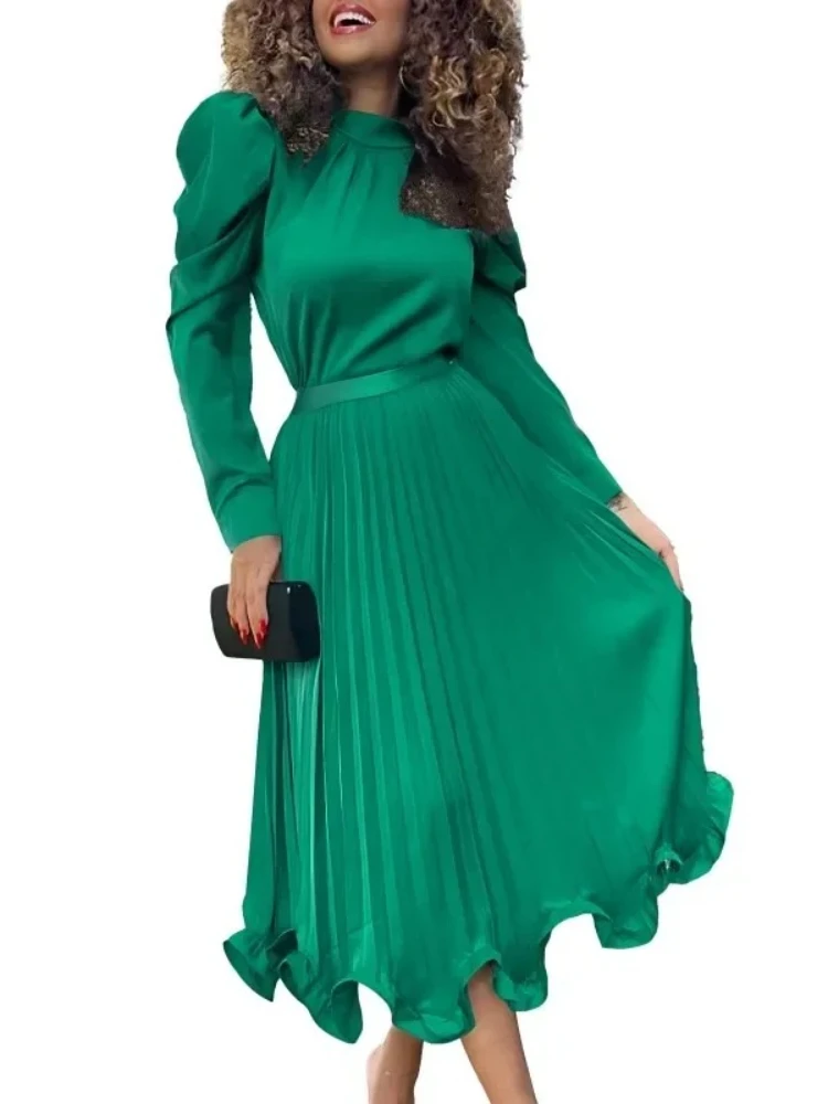 

Dashiki African Clothes for Women Autumn Sexy African Long Sleeve O-neck Pleat 2 Piece Top Skirt Matching Sets African Clothing