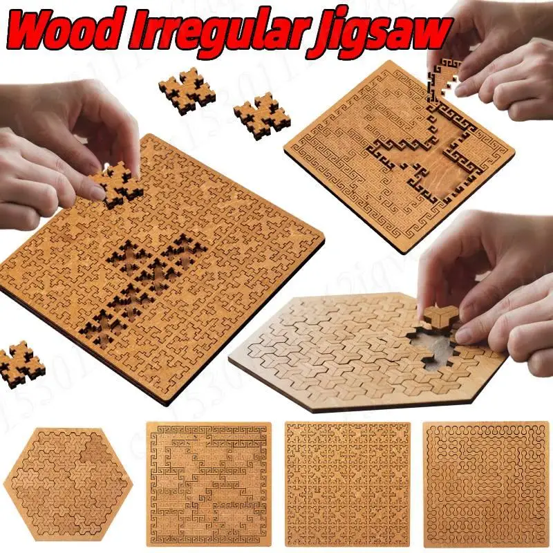 بانوراما خشبية غير منتظمة مع إطار ألغاز منشار فريدة من نوعها متاهة إبداعية غير منتظمة ألعاب لوحية Tangram غير قابلة للحمل #1