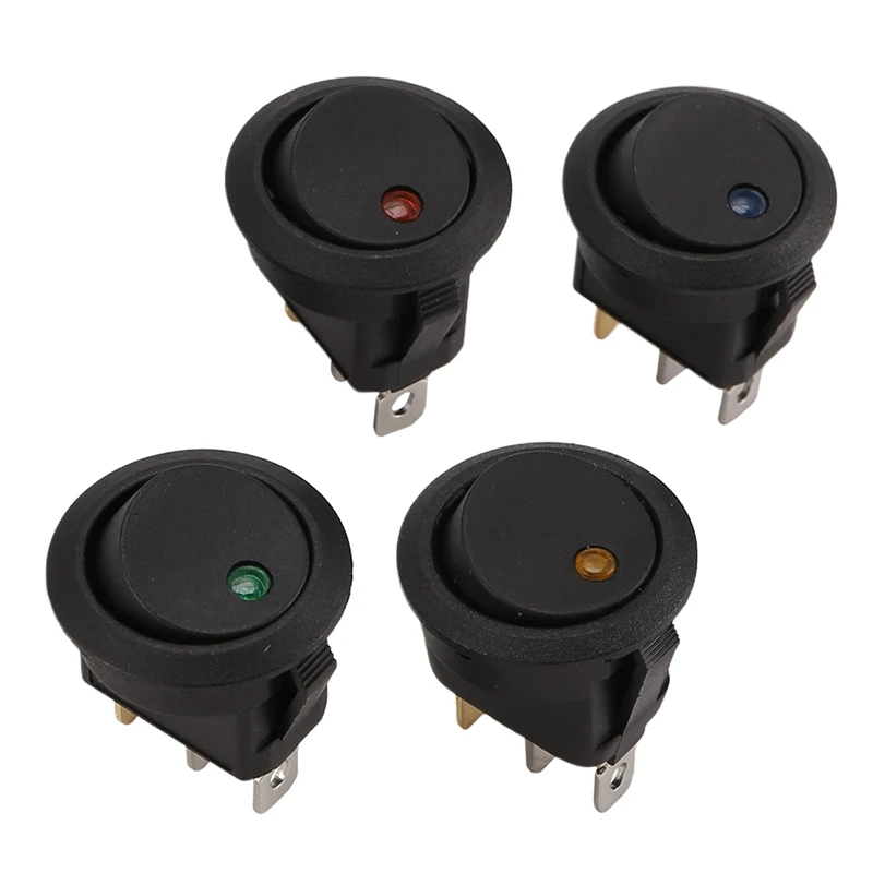 24Pcs Round Dot Rocker Toggle Switch 20A 12V DC On/Off Control For Car Or Boat With LED Light