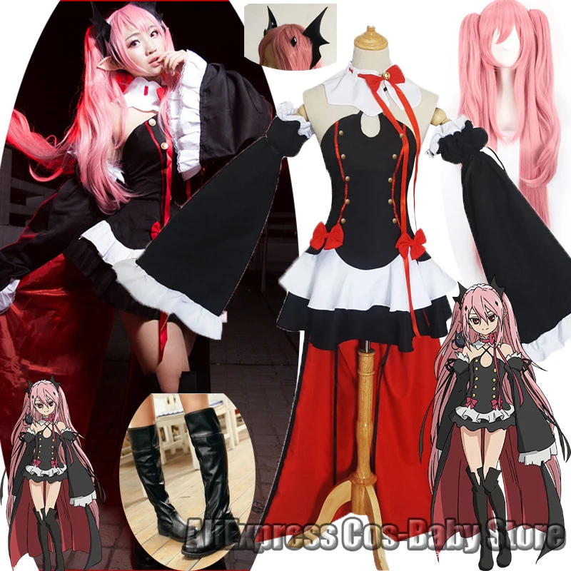 

Костюм для косплея из аниме сераф из Конца Owari no Seraph Krul Tepes, полный комплект, наряды, костюмы и парики, черные сапоги, Новинка