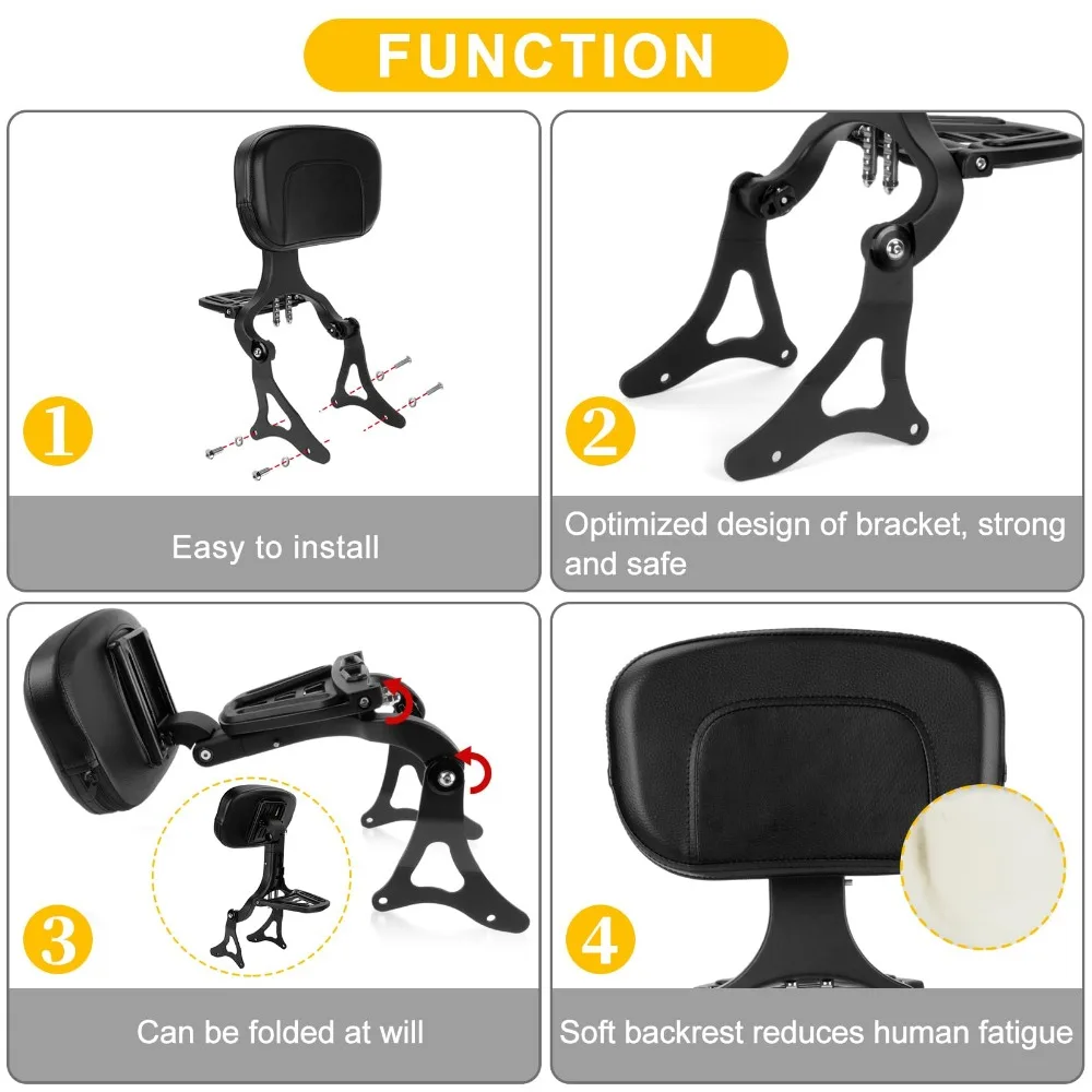 Motorcycle Multi-Purpose Sissy Bar For Harley Touring Road King Road Glide Street Glide 2014-2023 Driver Passenger Backrest