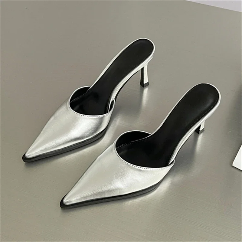 Eilyken Fashion Pointed Toe  Women Slipper Thin High Heel Shoes Elegant Slingback Pumps Shallow Mules tacones mujer