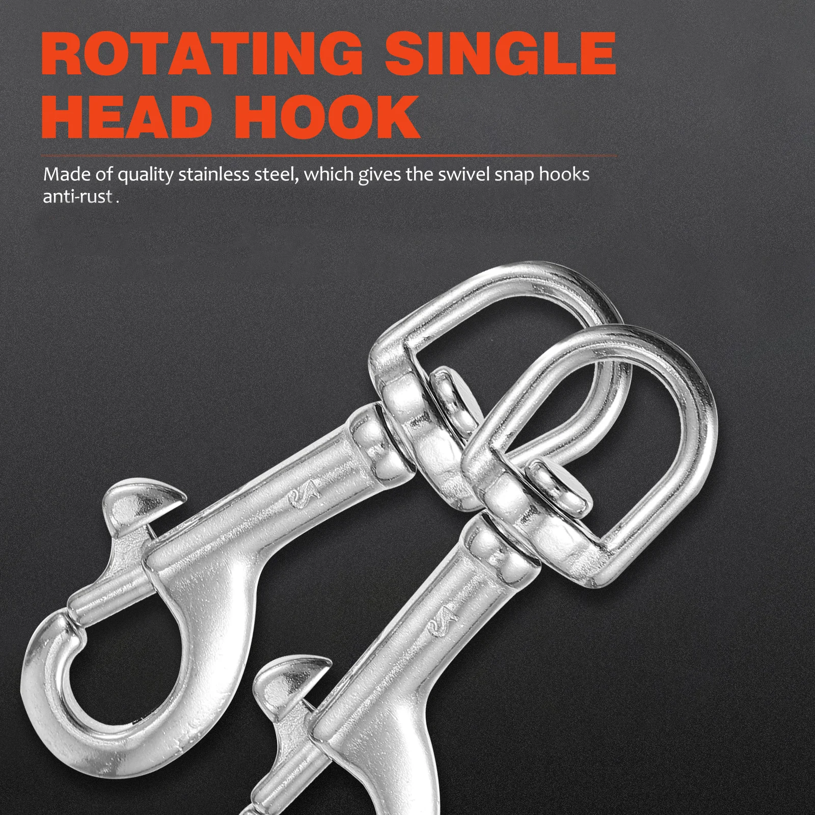 

2pcs Stainless Steel 316 Swivel Snap Black Electroplated Diving Accessories Quick Release Pet Hooks Dog Leash Clips Spring Hooks