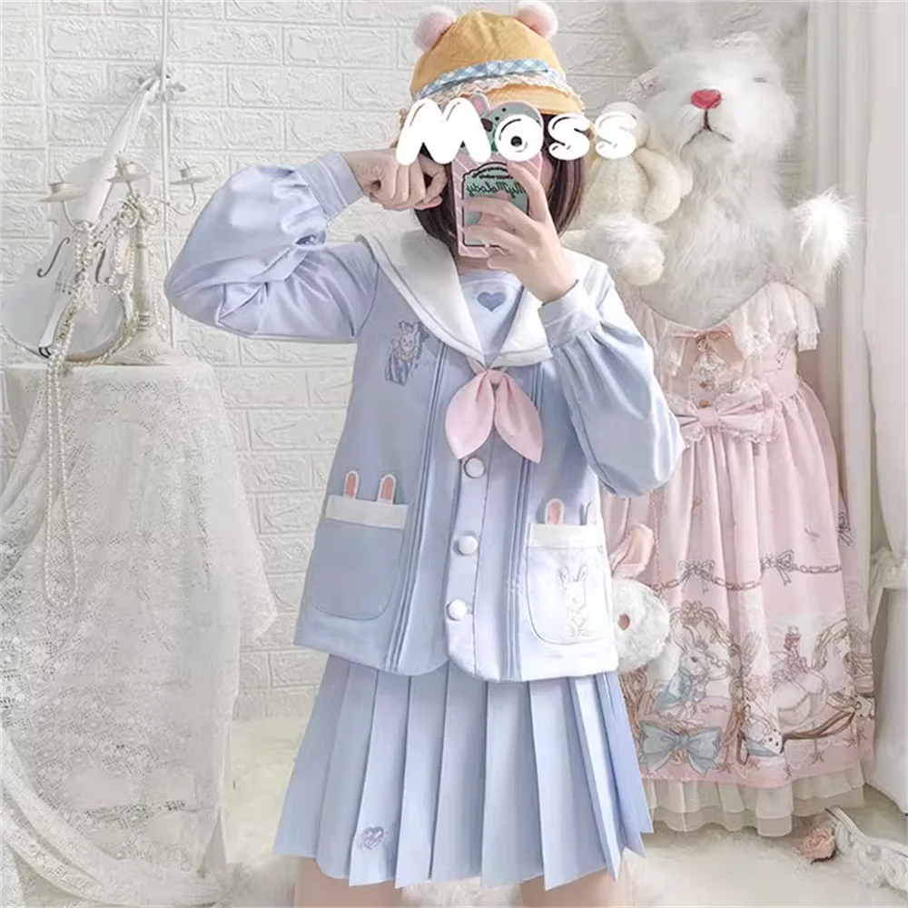 Original Authentic JK Uniform Suit Cute Sailor Suit Sweet Lolita Japanese Tea Party Half Skirt Suit