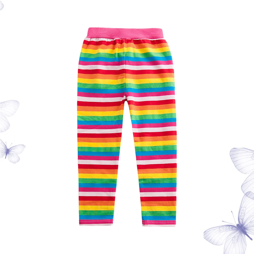 

Girls 110Cm Rainbow Cotton Leggings Soft Stretchy Comfortable Tights for Spring Autumn Daily Style Rainbow Leggings
