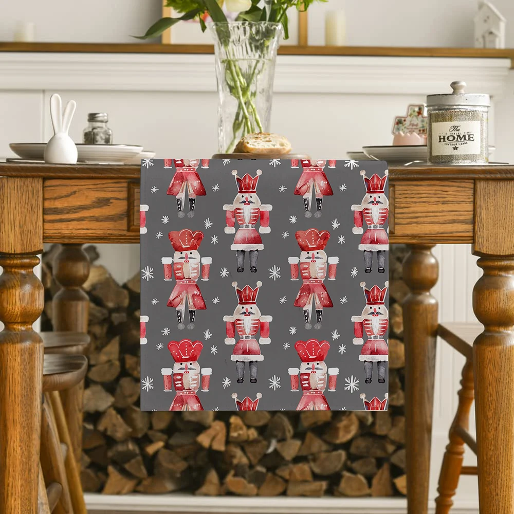 Soldiers Present Snowflakes for Christmas Table Runner Kitchen Dining Decoration Table Runners Holiday Decorations Room Decor