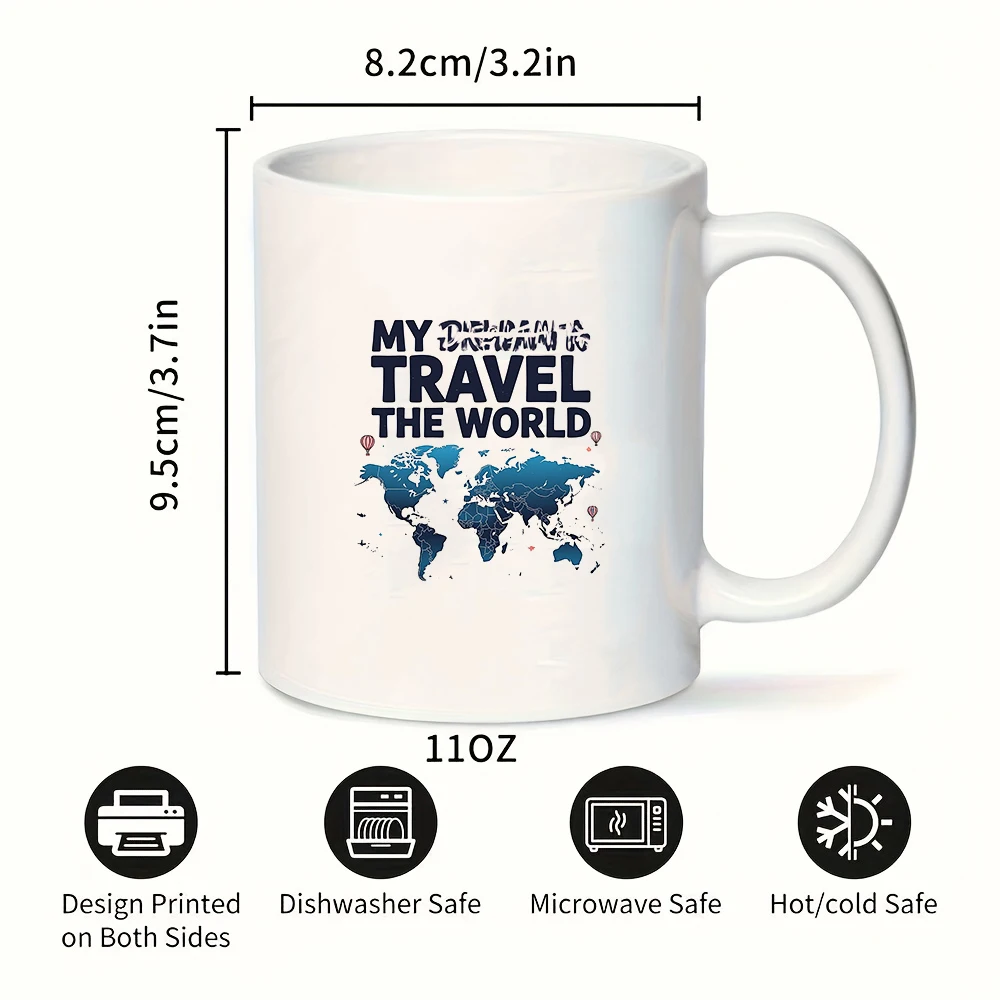 كوب خريطة السفر سعة 11 أونصة + كوب السفر العالمي + كوب مكتب عائلي للأطفال - هدية عيد الميلاد