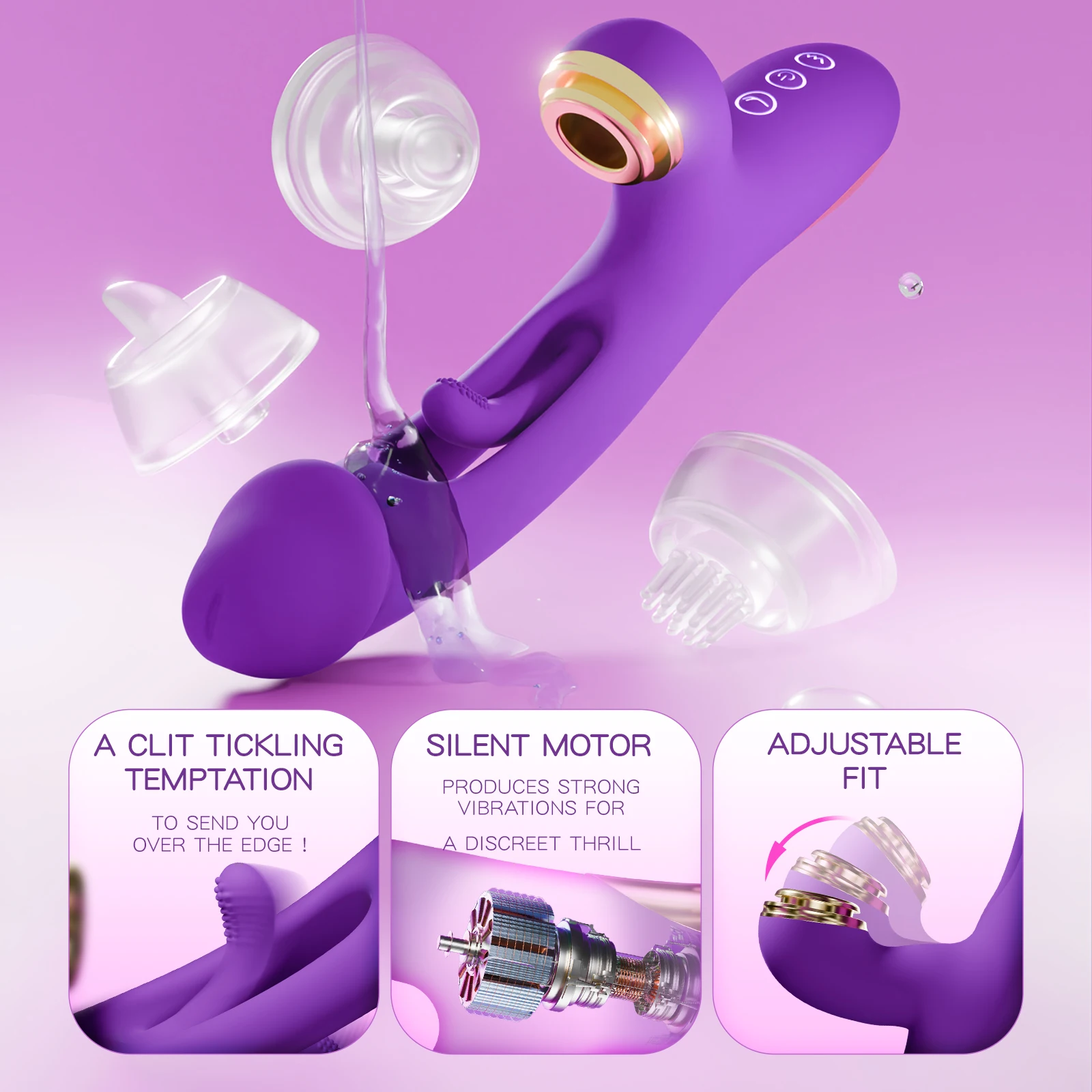 Tapping Flapping Vibrator for Women Clit Sucker Clitoris Stimulator G spot Massager with 3 Replaceable Adults Sex Toy for Female