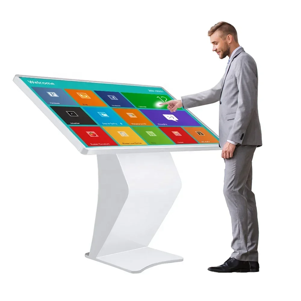 Horizontal All in One Stand Touch Screen Self Service Kiosk 10-point Android System and Win System 32