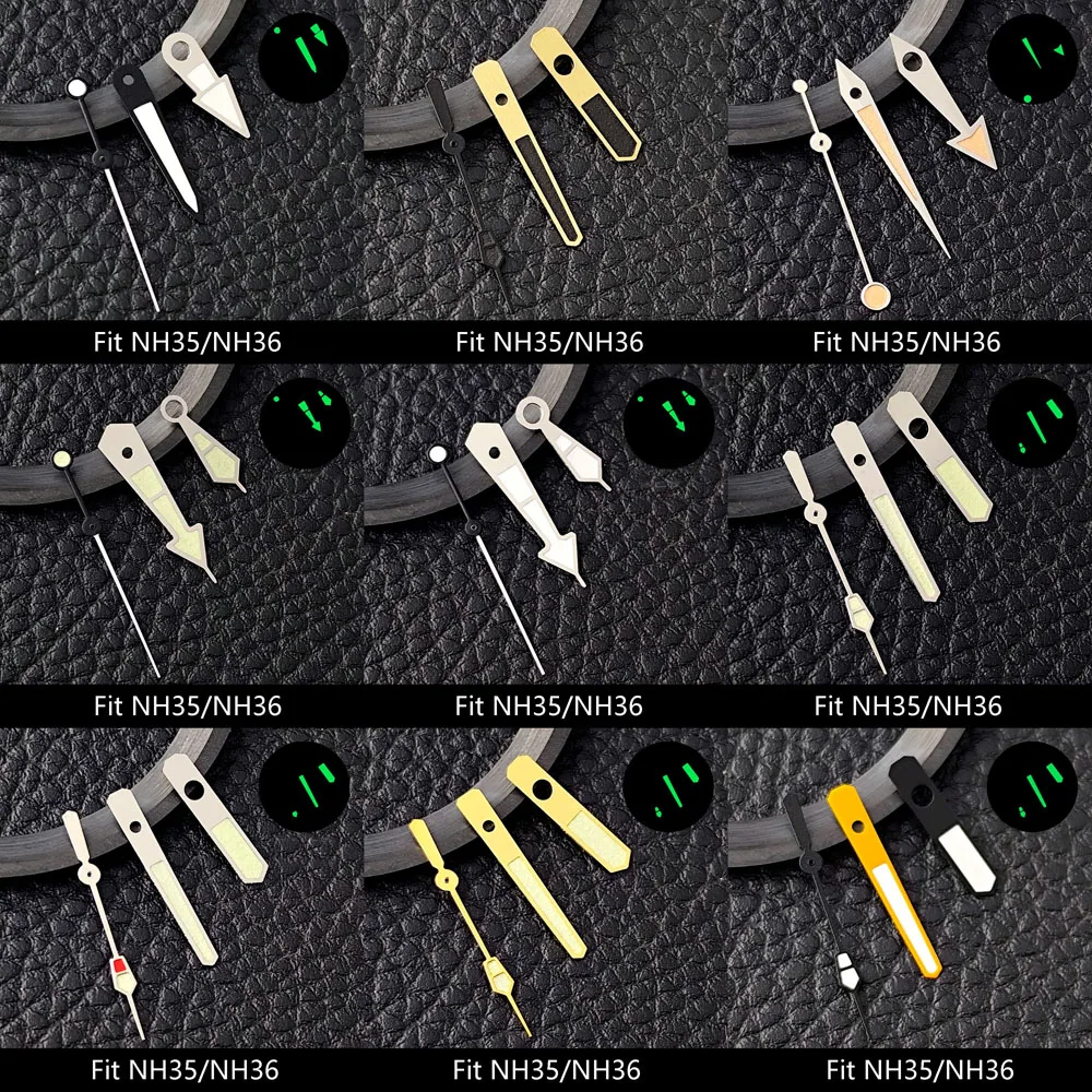 Lancette dell'orologio con freccia luminosa lancette per iniezione nh35 adatte per accessori per orologi con movimento automatico giapponese nh35/nh36/nh38/nh70