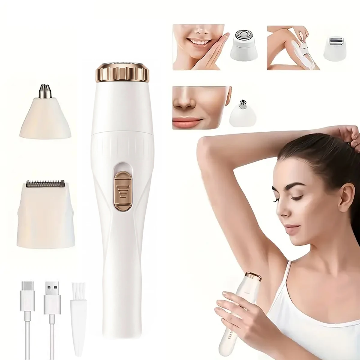 Electric Multifunctional Shaver, 3-in-1 Eyebrow Trimmer, Nose Hair Trimmer, Rechargeable Shaver, Full Body Armpit Hair Trimmer, Women's Hair Removal Device, Razor, Private Area Hair Trimmer, Portable, Gift, Women's Gift, Father, Dad, Gift