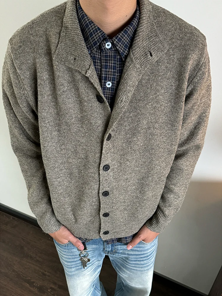 

Retro Cleanfit f High Ne Knitted Open Cardigan Sweater Loose Casual ex Outerwear Versatile Top for Men And Women