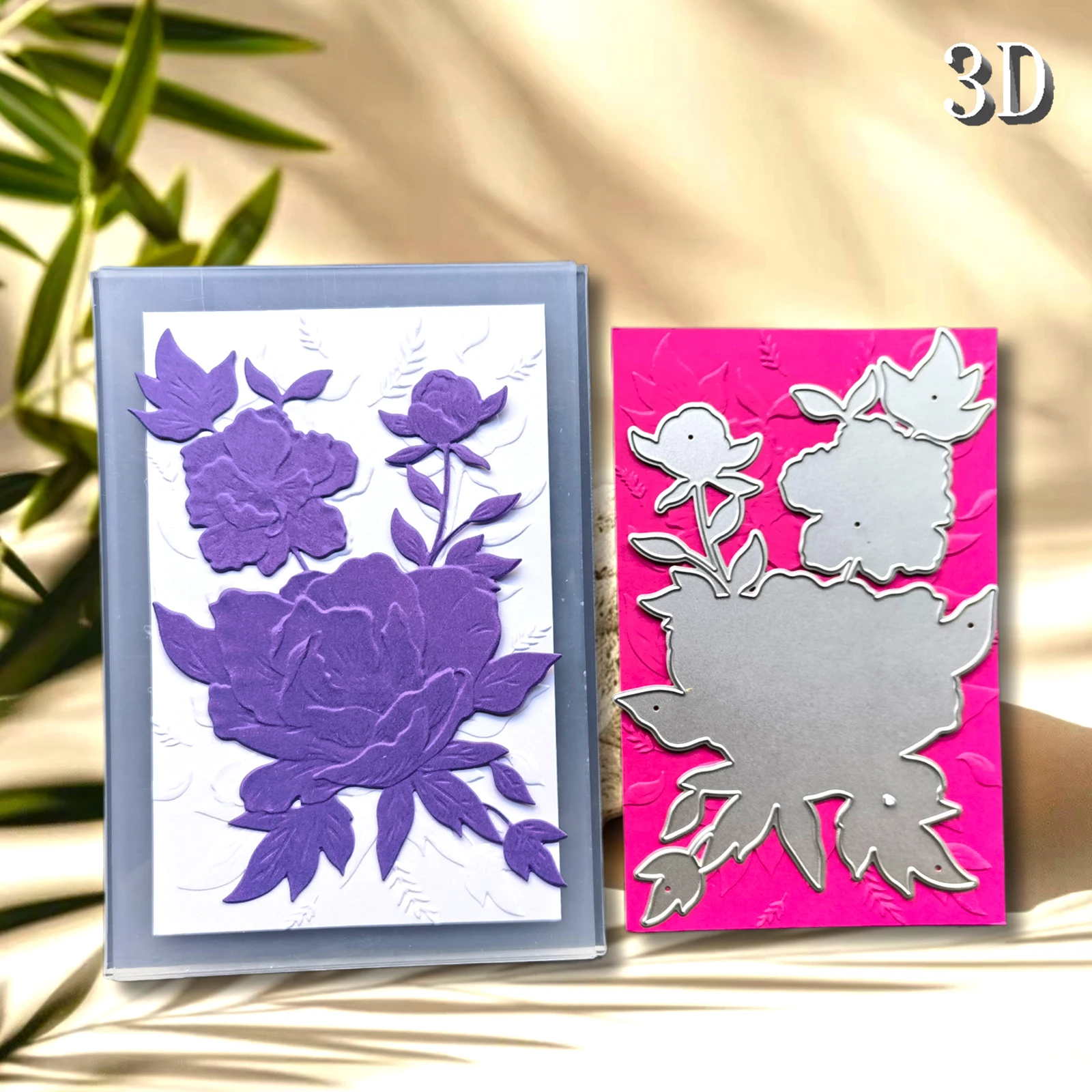 3D-geprägtes Ordner- und Stanzset, „Blossoming Wealth: Geprägte Kunst“ – weißes Kunststoff-DIY-Scrapbook- und Kartenherstellungswerkzeug, Su