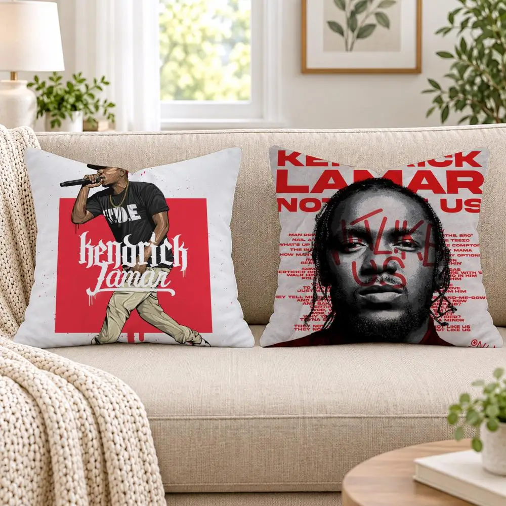Rapper K-Kendrick Lamar Cushion Cover Short Plush Double-Sided Printing Sofa Bedroom Living Room Throw Pillow Cover Home Decor