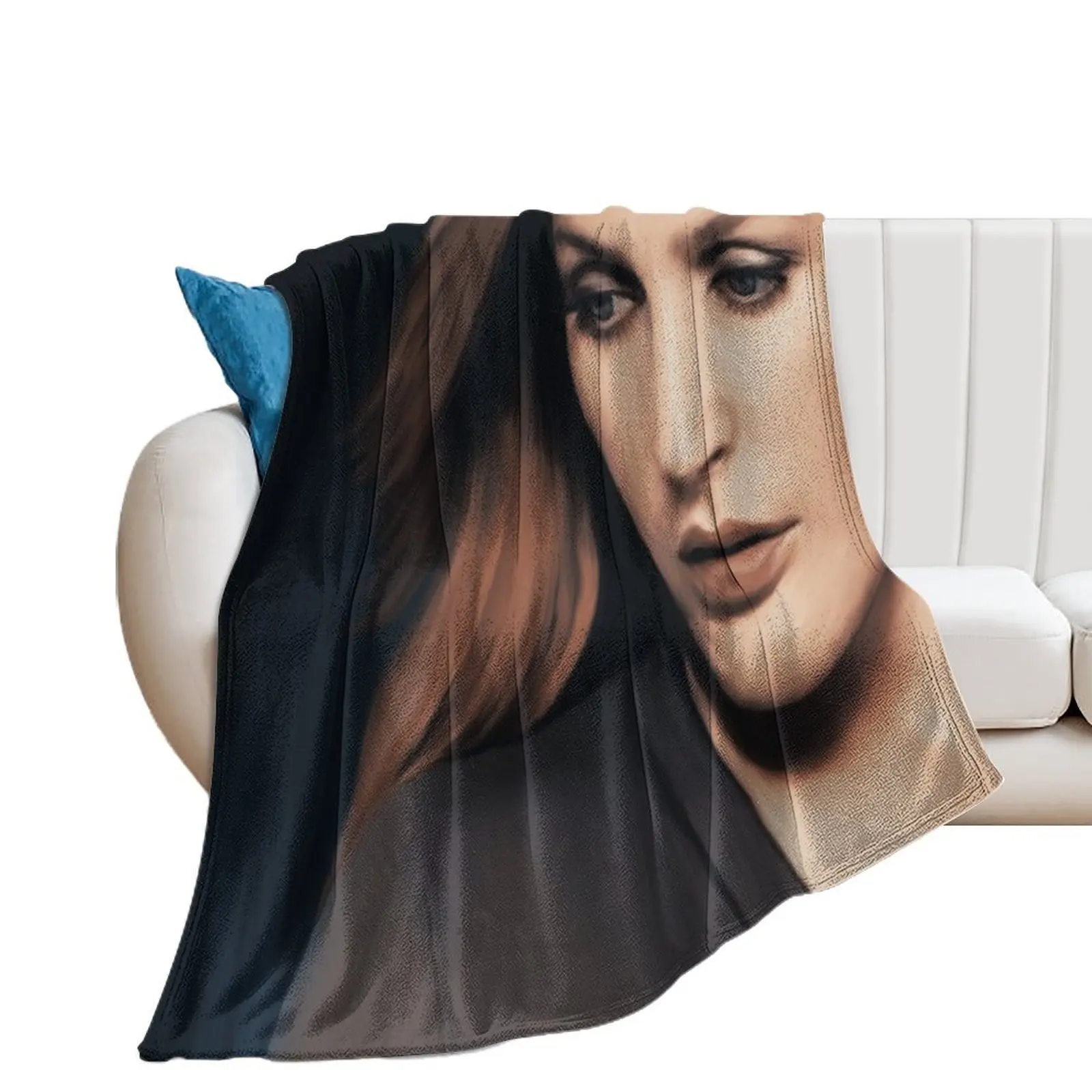 Gillian Anderson portrait Throw Blanket Travel Blankets For Bed Blankets