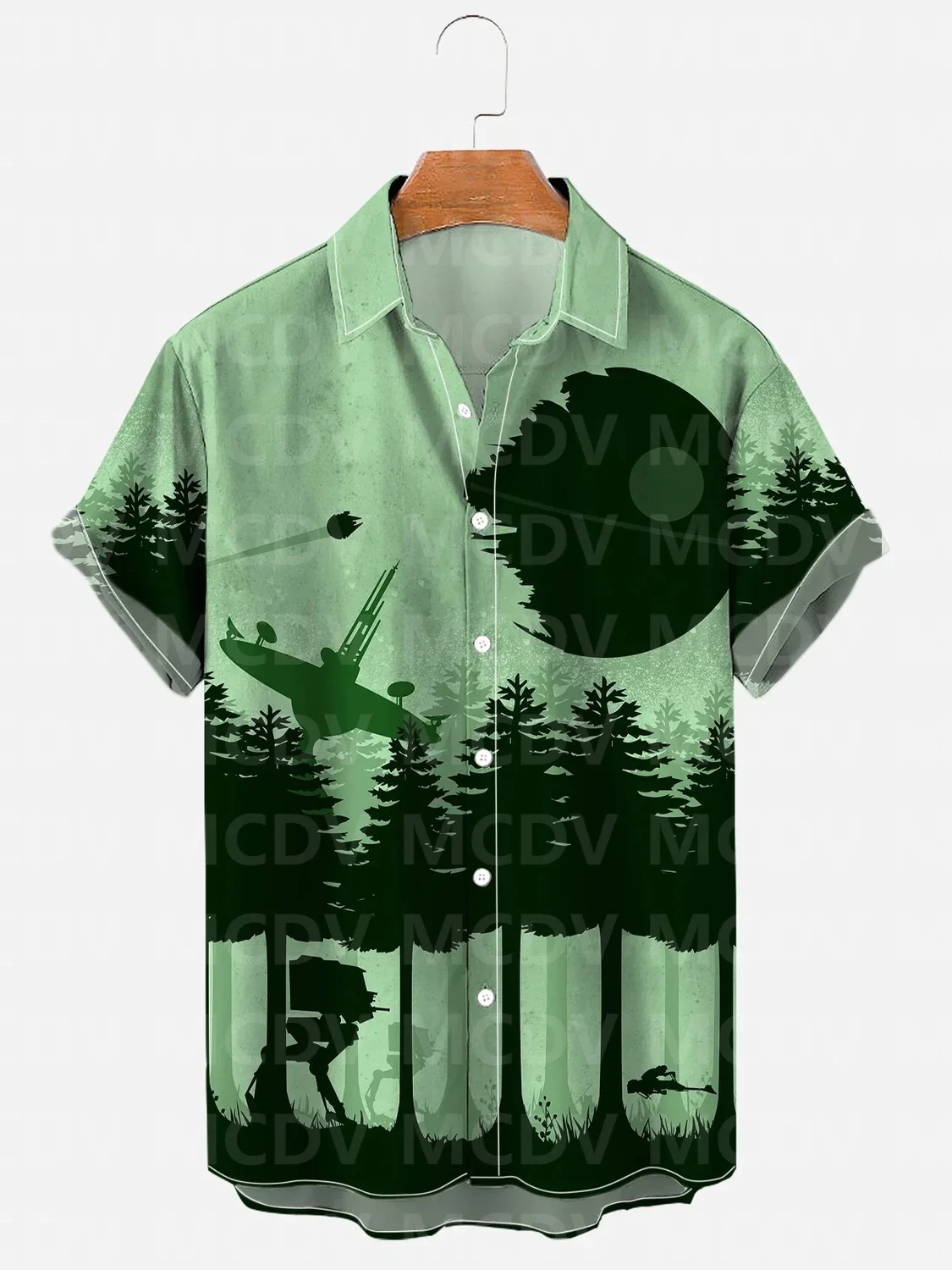 Alien Mecha-vestido Hawaiano con estampado 3D para hombre, camisa informal de estilo clásico, blusa Retro Social, ajustada, Verano