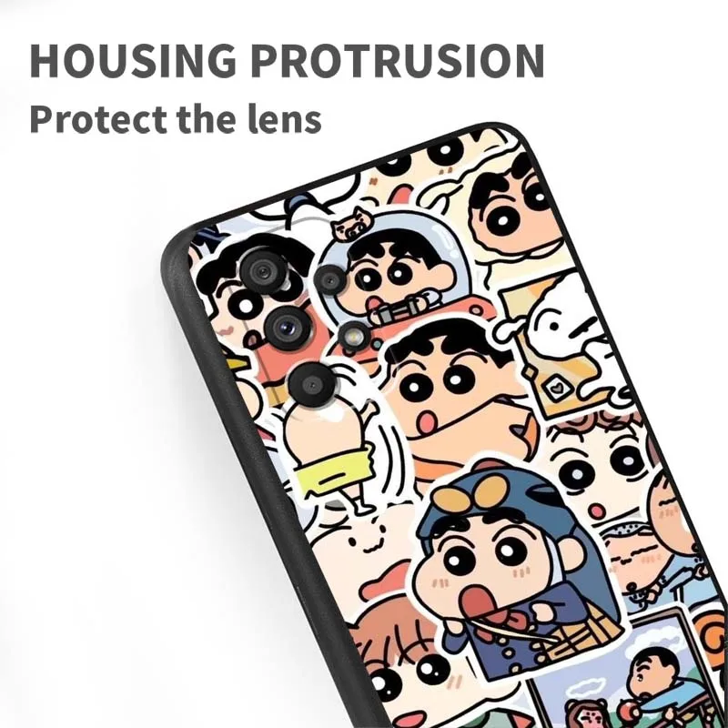 C-Crayons S-Shins-chans لسامسونج A41 A35 A34 A33 A32 A25 A24 A23 A21s A06 A05 A04 A03 نوت 10 20 الترا 5G غطاء أسود