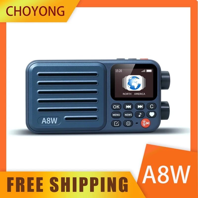 Chaoyuan A8W Radio All-Band FM Radio Card IPS Screen CHOYONG A8W Portable Outdoor Speaker Global Radio Receiver Custom Gifts