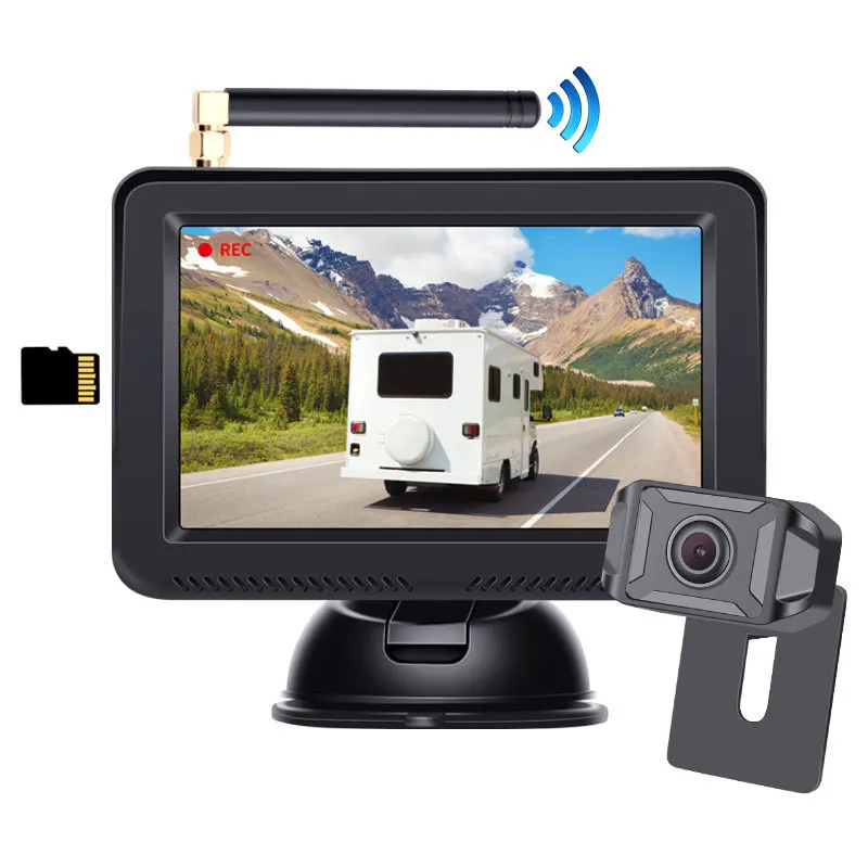 5 Inch Color Back Up Monitor  2MP 1080P 2.4Ghz Wireless  Car Rear-View Camera 12-24V Reverse Back Car Screen