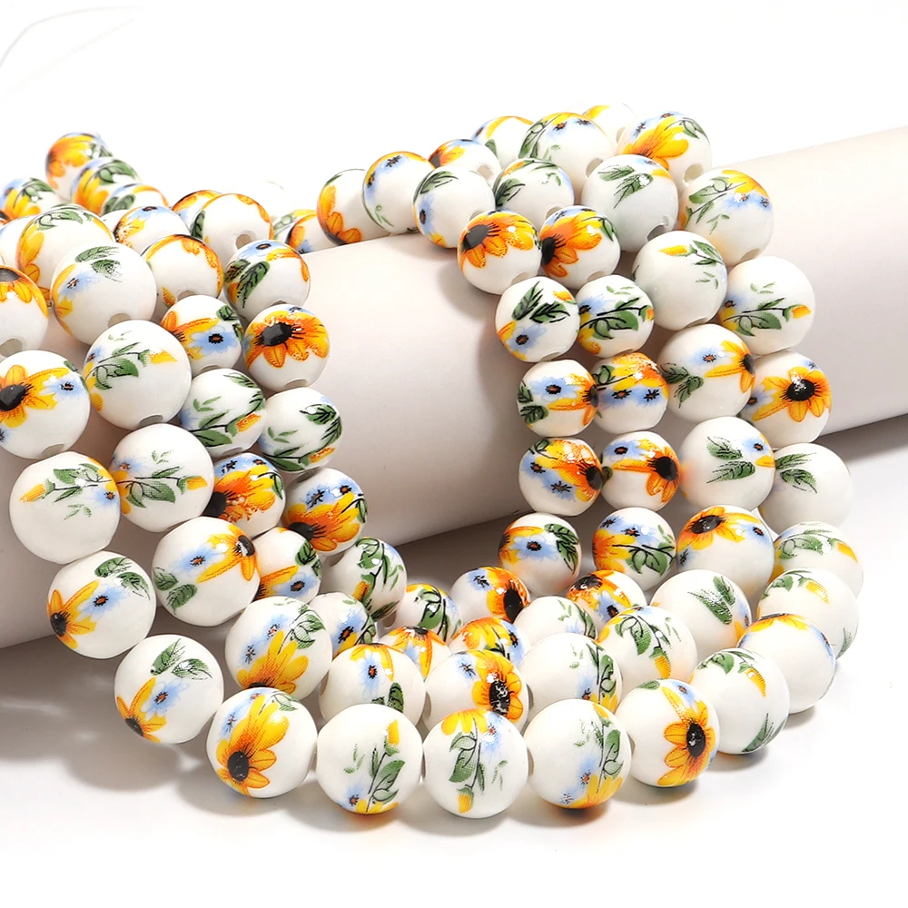 28-60pcs/Strand 6 8 10 12mm Small Flower Ceramic Beads For Jewelry Making Beads Chinese Style Loose Spacer Beads DIY Braceletl