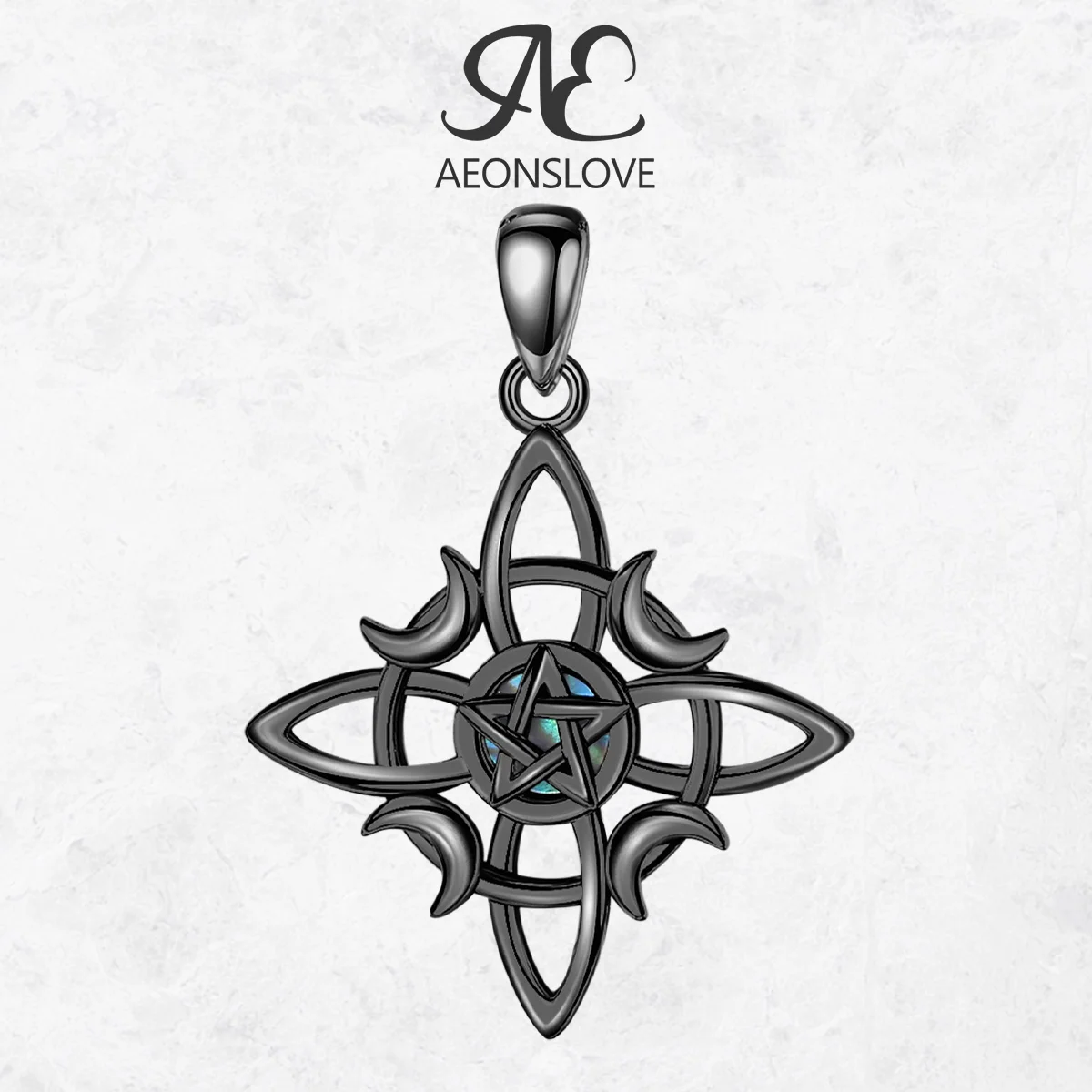 AEONSLOVE Original 925 Sterling Silver Witch Knot Necklace Wicca Moon Pentagram Pendant Amulet Gothic Jewelry Halloween Gifts