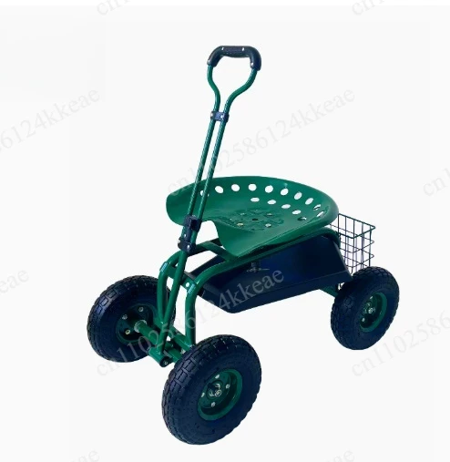 

Gardening car 4 wheels movable garden seat car, outdoor garden work tool car trimmer