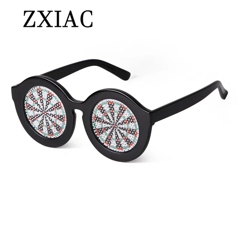 ZXIAC New Small Round Frame Glasses for Women Men Unique Funny Archery Target Sticker Sunglasse Party Festival Eyewear Wholesale