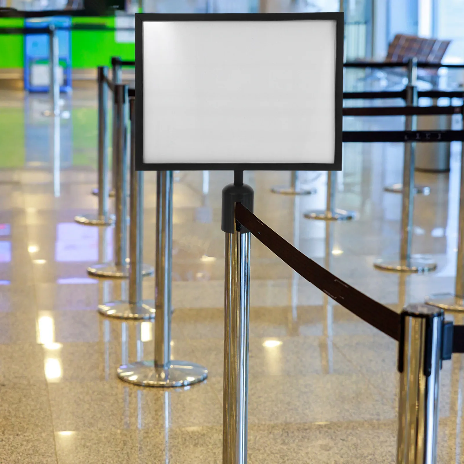 support-de-signalisation-vertical-pour-poteaux-de-guidage-cadre-de-signalisation-commercial-pour-barrieres-de-file-d'attente-pour-poteaux-a-sangle-retractable-affichage-portrait-double-face
