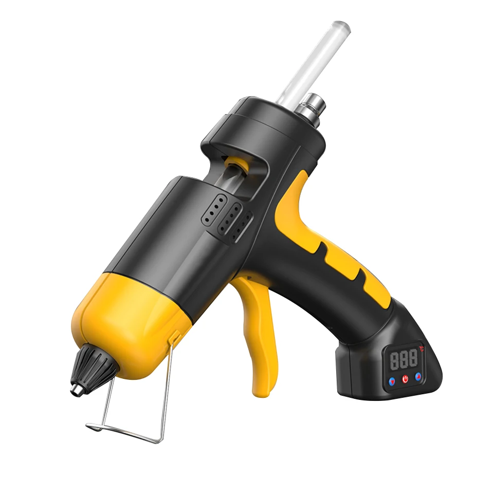 60W Cordless Lithium Battery Hot Melt Glue Gun 4.7V Digital Display Temperature Adjustable Use 7mm Hot Melt Adhesive Repair Tool