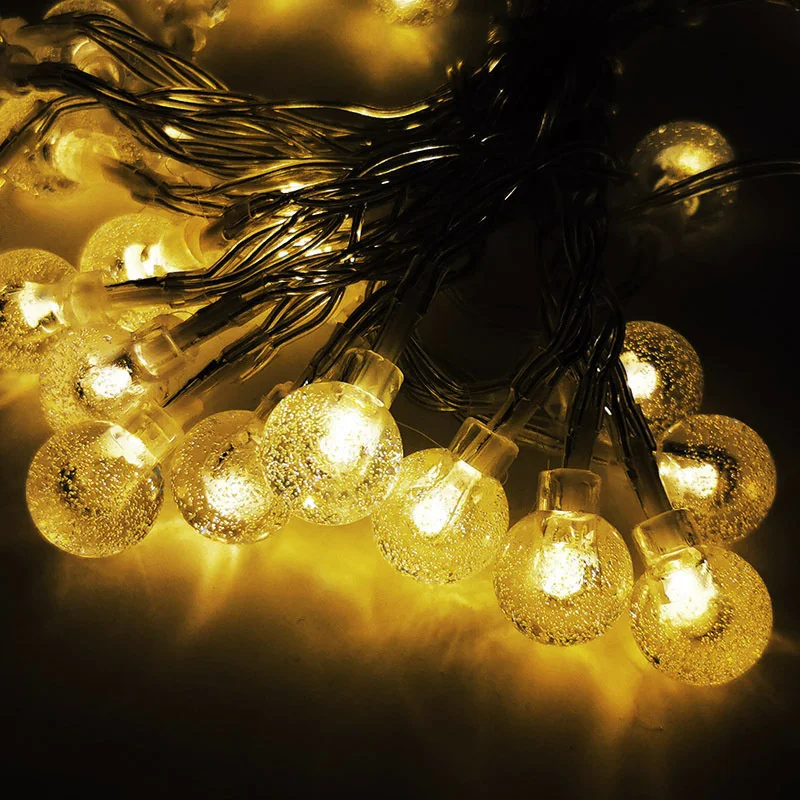 Outdoor Garden Decoration 20/50/100 LEDs 8 Modes 5m/7m/12m Solar Crystal Ball String Light for Wedding Christmas Tree Party Room