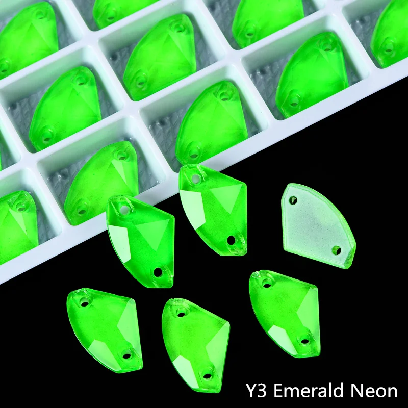 OLeeya Galactic Axe Hochwertige Neon K9 Glas-Kristall-Nähsteine, flache Rückseite, abgeschrägte Kanten, zum Aufnähen, für Kleidung, Taschen – Detail 4