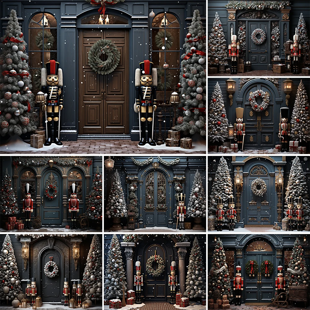 

Mocsicka Photography Background Winter Christmas Rustic Wooden Door Snow Kids Family Party Portrait Decor Backdrop Photo Studio