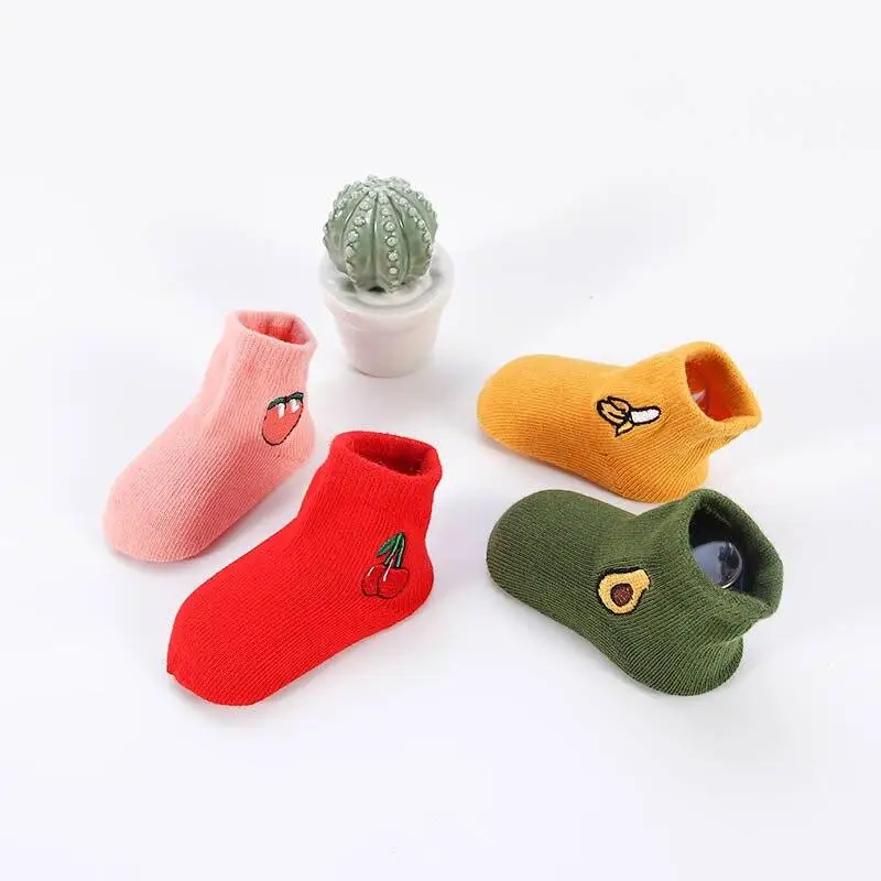 Cute Cartoon Fruit Cherry Baby Socks Cotton Newborn Infant Warm Socks Toddlers Spring Autumn Sock Baby Stuff for Newborns 0-1Y