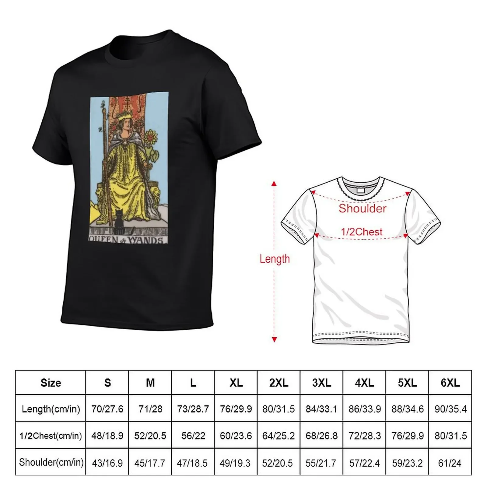 Queen of Wands Tarot Card Rider Waite Classic T-Shirt plus size tops vintage graphic tee Men's t-shirts