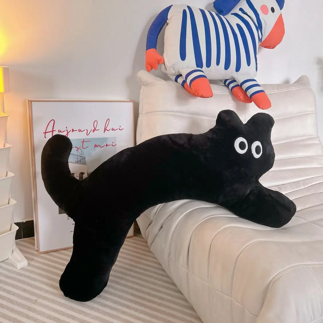Cute Cat Pillow Sleeping Long Leg Clip Pillow Removable Washable Ins Sofa Cushion Bedhead Pillow Dormitory Bedroom