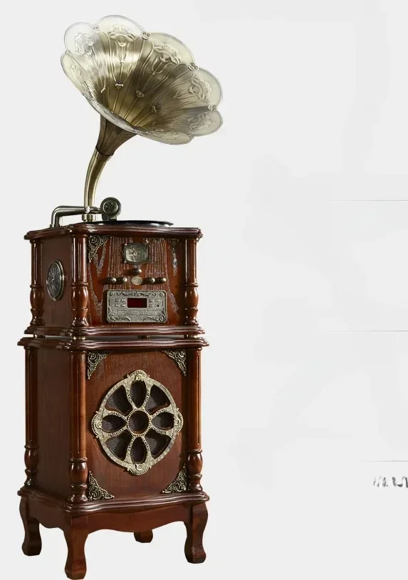 

Phonograph Desktop Retro Living Room European Vinyl Record Player Old Antique Solid Wood Talking Machine