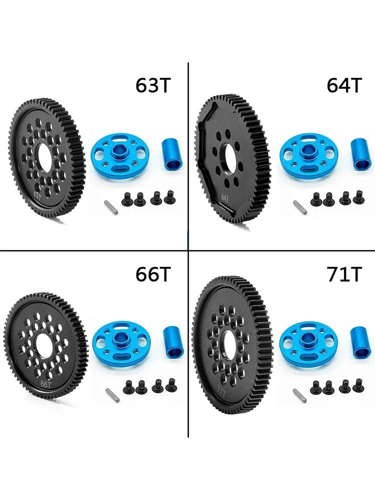 مجموعة تروس معدنية عالية السرعة لـ Tamiya TT-02 1/10 RC Car 63T 64T 66T 68T 71T 54500 أجزاء ترقية تروس وترس