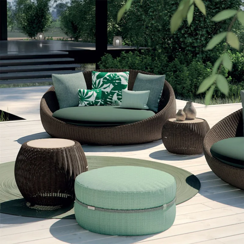 Outdoor Sofa Outdoor Sofa Patio And Balcony, Round Leisure Rattan Chair, Curved Three-Piece Set Hotel Open-Garden