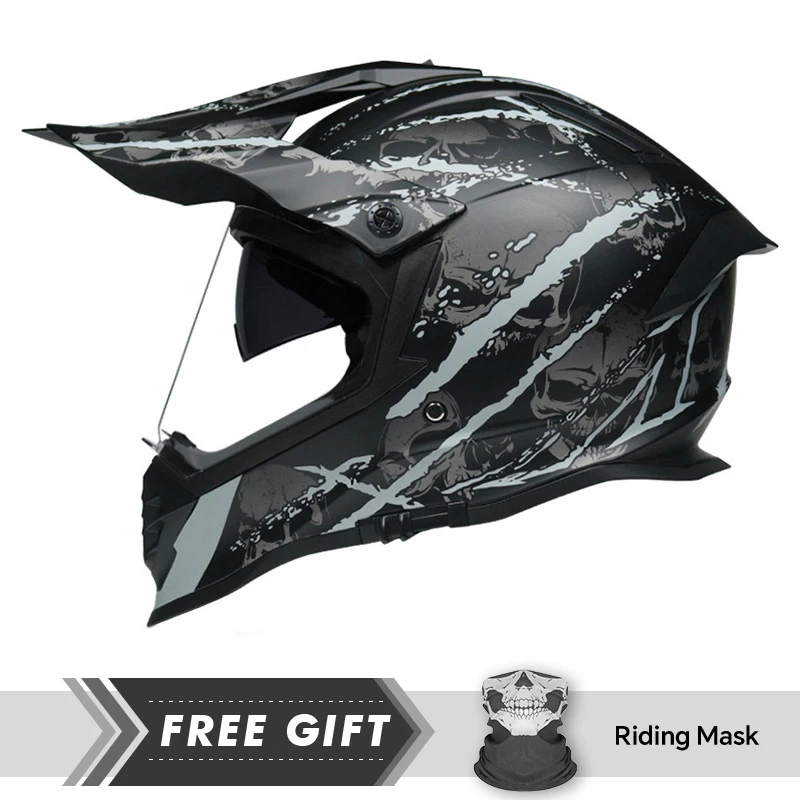 

Classic Off Road Helmet Protection Ventilation Noise Reduction Dirt Bike Helmet With Double Lens Sun Visors Unisex Cascos