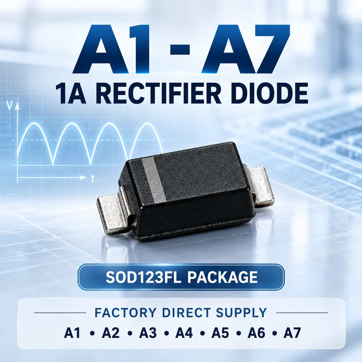 Factory Direct Supply: Genuine A1 A2 A3 A4 A5 A6 A7 1A SOD123FL Rectifier Diodes