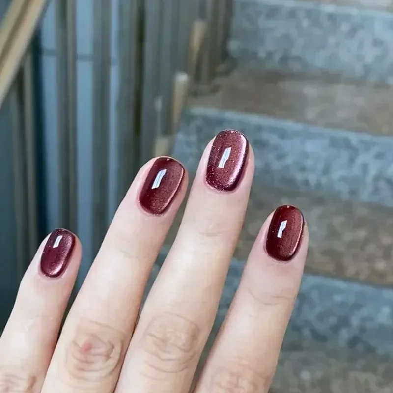 24 pçs roxo olho de gato unhas falsas cabeça quadrada unhas de balé francês imprensa curta em unhas wearable cobertura completa acrílico dicas de unhas falsas