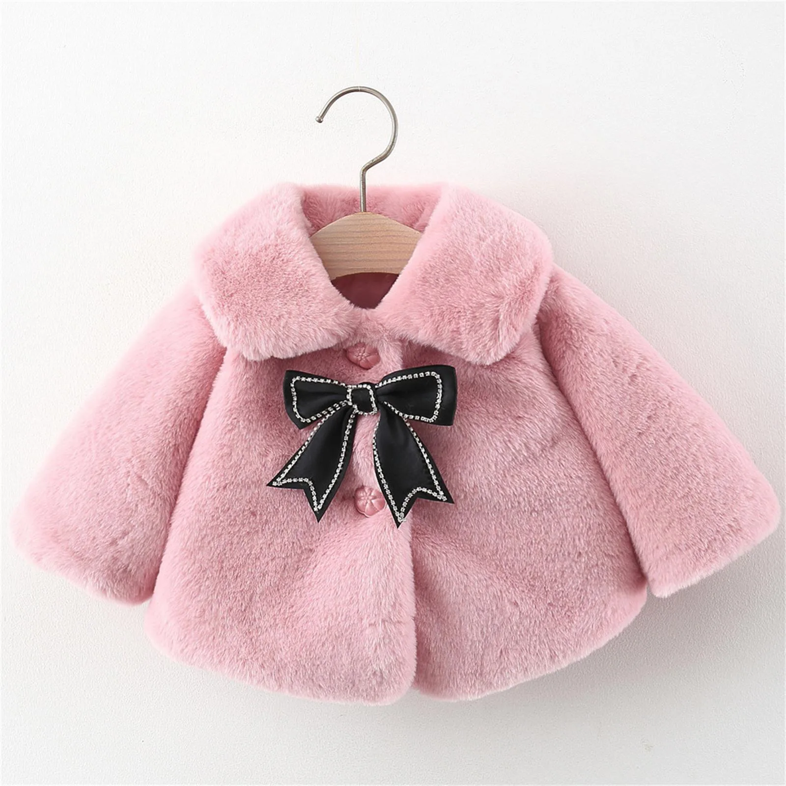 Winter Baby Girl Clothes Windproof Warm Toddler Faux Fur Coat New Born Korean Style Jacket For Girls Infant Baby Plush Outwear