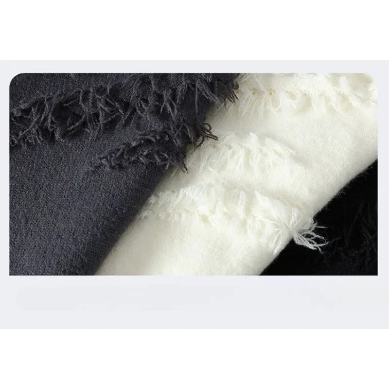 Luxury Autumn Winter Lazy Knitwear Knitted Sweater Men Pullover Warm Soft Tassel Casual Tops Couple Clothing Vintage Sweater New