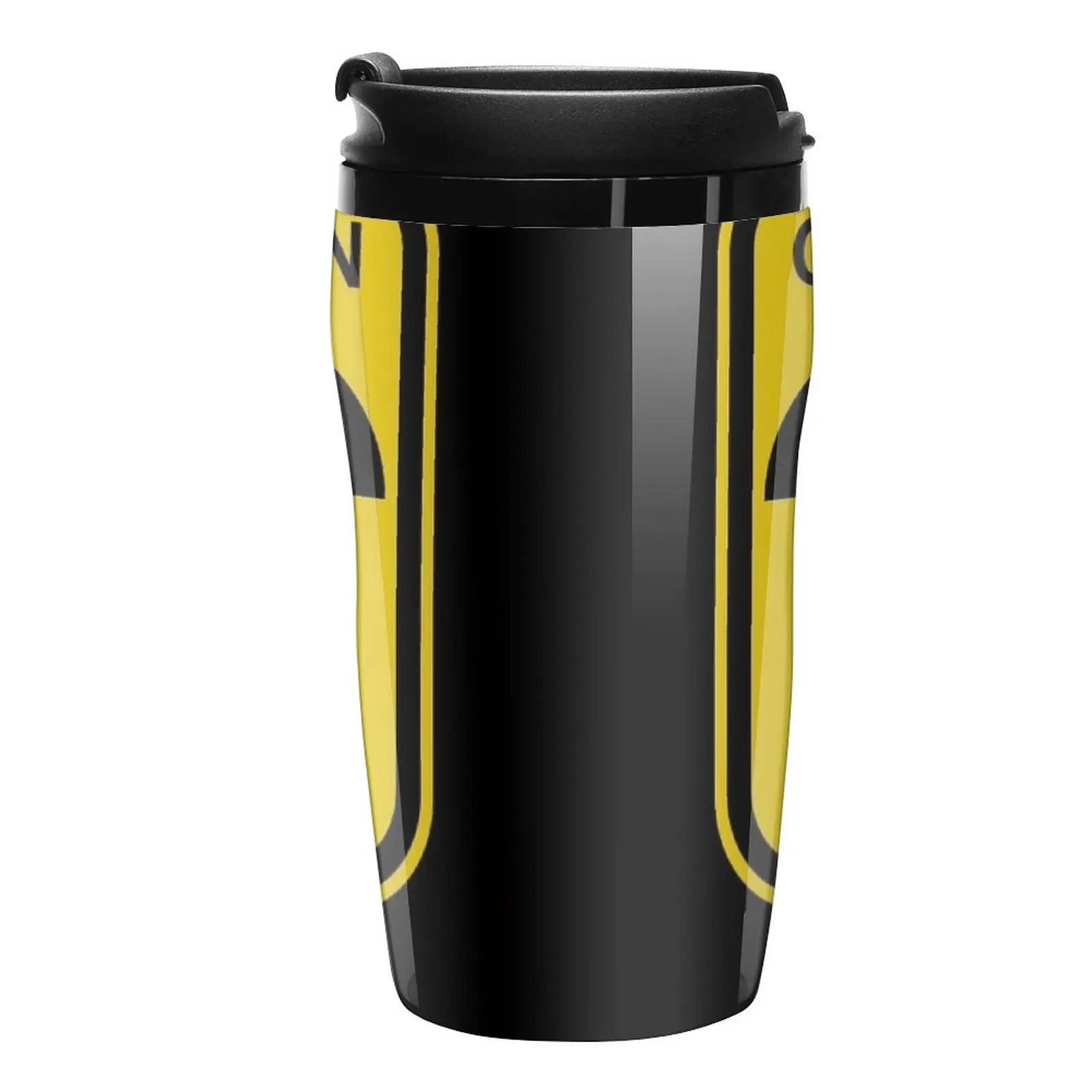 New Radioactive Symbol Warning Sign - Radioactivity - Radiation - Yellow & Black - Rectangular Travel Coffee Mug