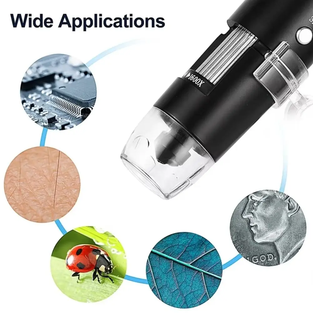3 in 1 USB Digital Microscope Portable 1600X/1000X/500X Handheld Electronic Microscope Multi-use with Adjustable Stand