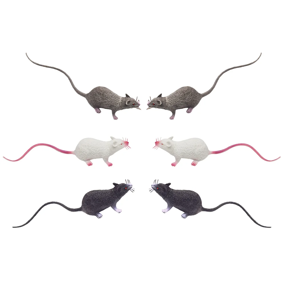 6 Pcs Indoor Halloween Simulation Mouse Child Children's Toys Kids Fake Rat Pvc Tricks Pranks Prop